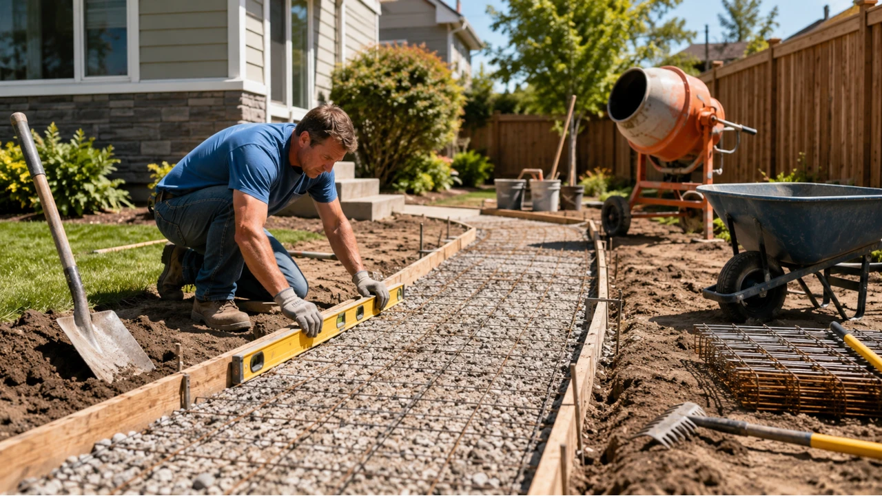 Pregatirea terenului si cofrajului pentru turnarea betonului in curte