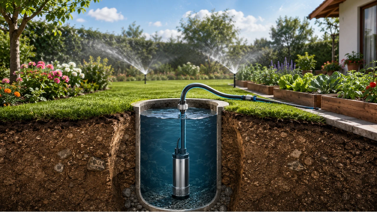 Pompa submersibila pentru irigarea gradinii din put.