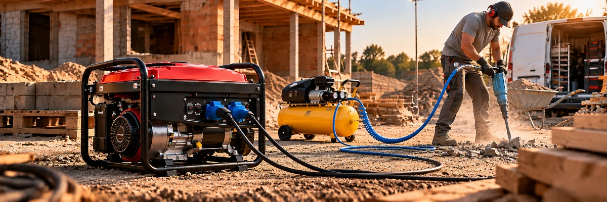 AVR aggregátor építkezési munkákhoz és elektromos gépek áramellátásához