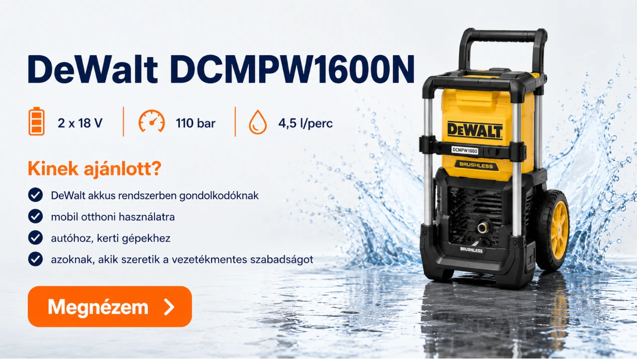 DeWalt DCMPW1600N akkus magasnyomású mosó