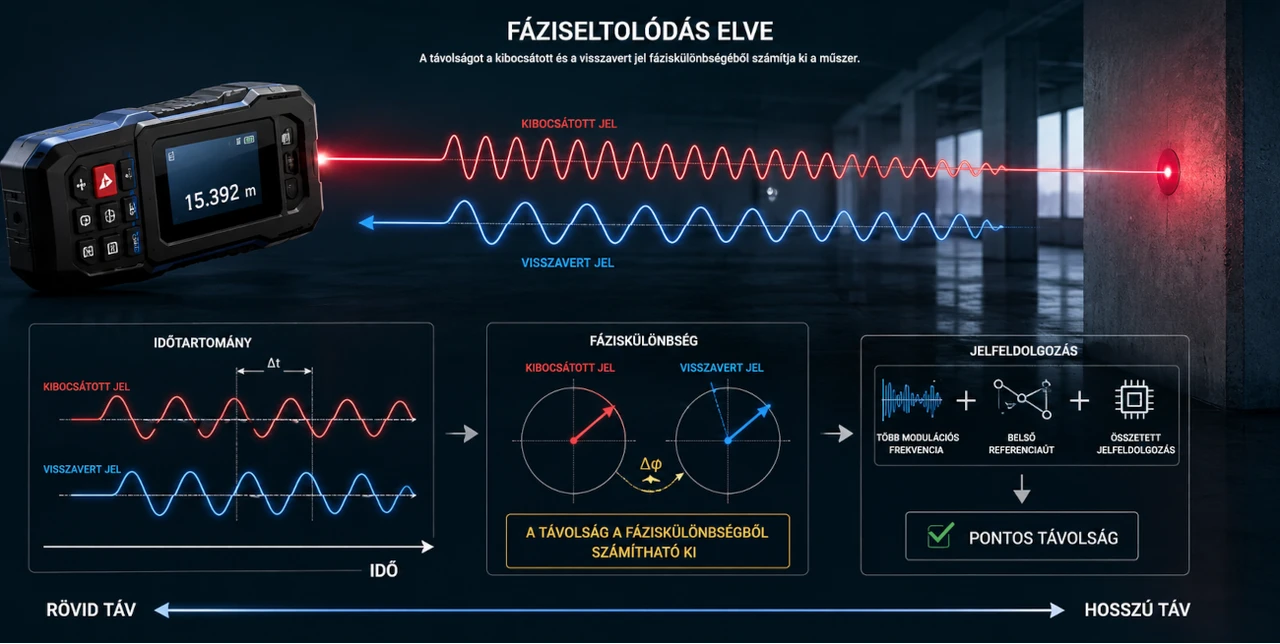 Fáziseltolódás elve és távolságmérés