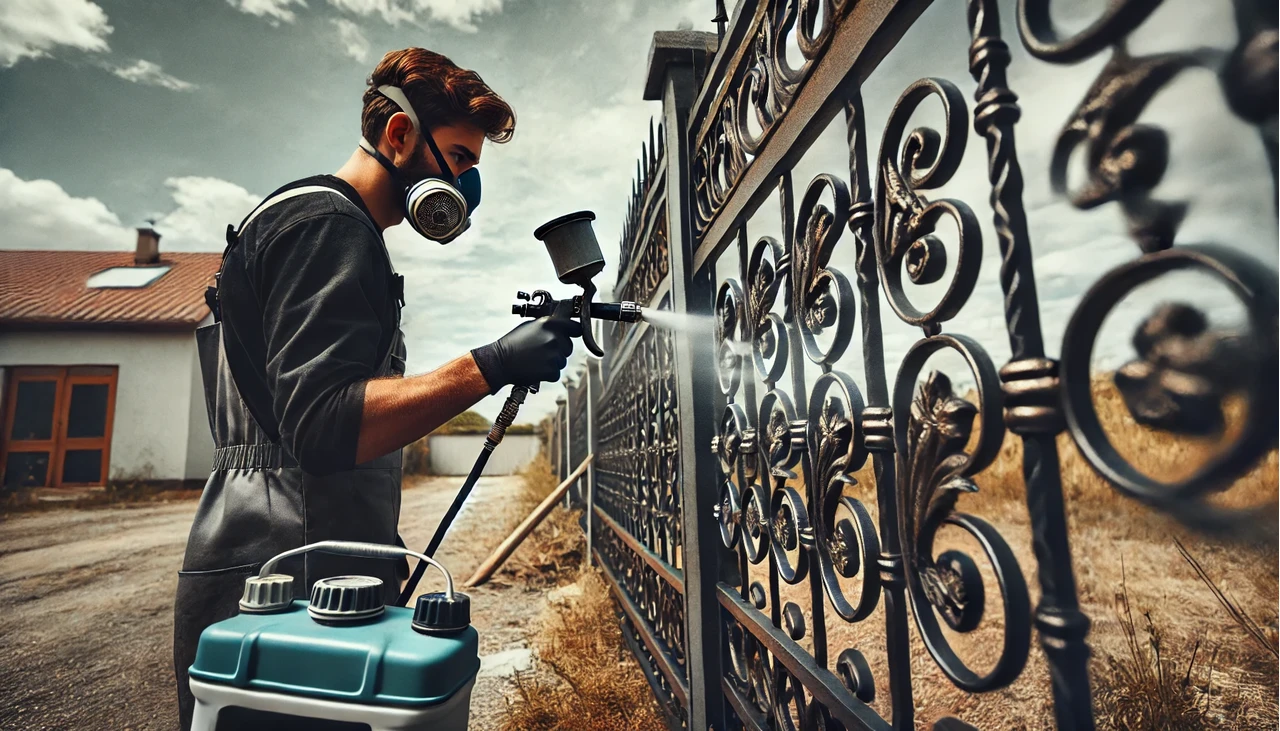 kerítés festése festékszóróval
