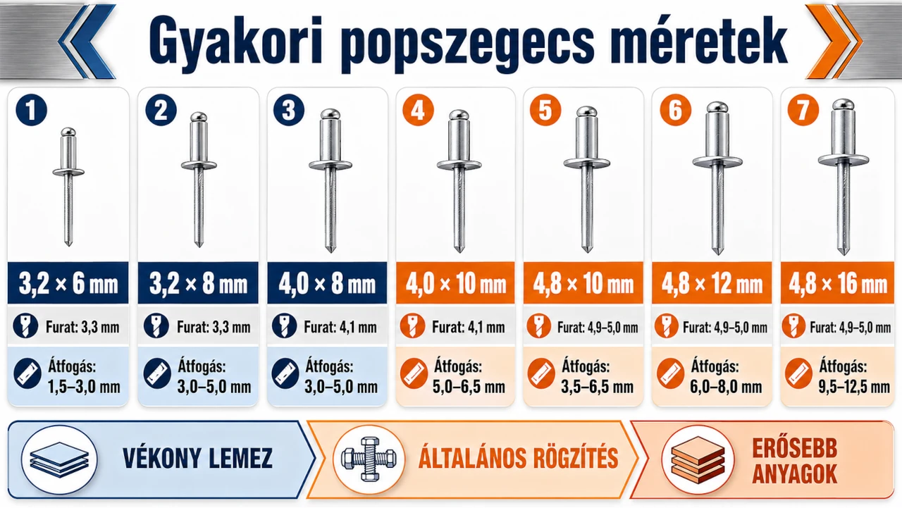Popszegecs méretválasztási útmutató