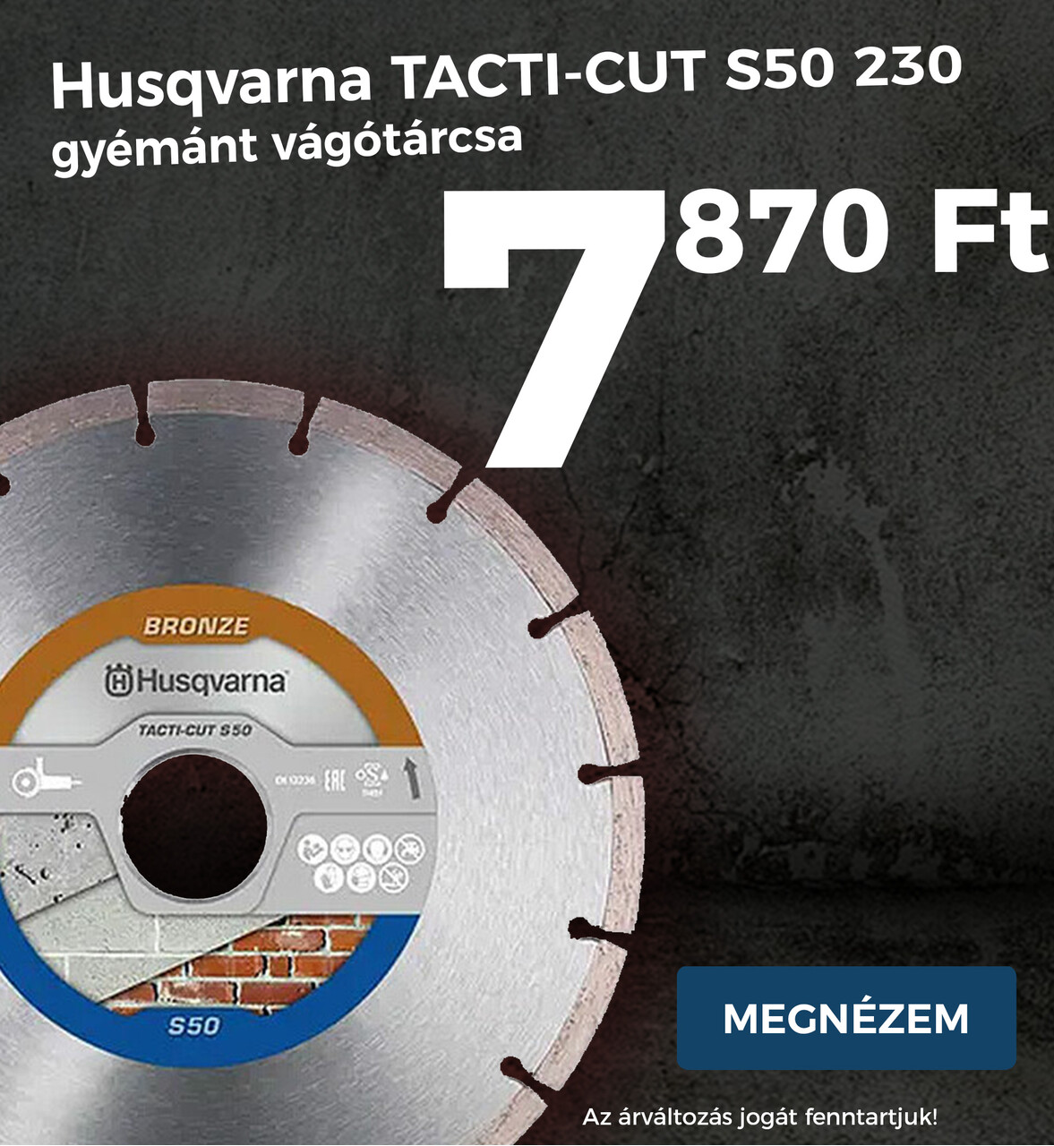 Husqvarna TACTI-CUT S50 230 gyémánt vágótárcsa hu katbanner köztes pc