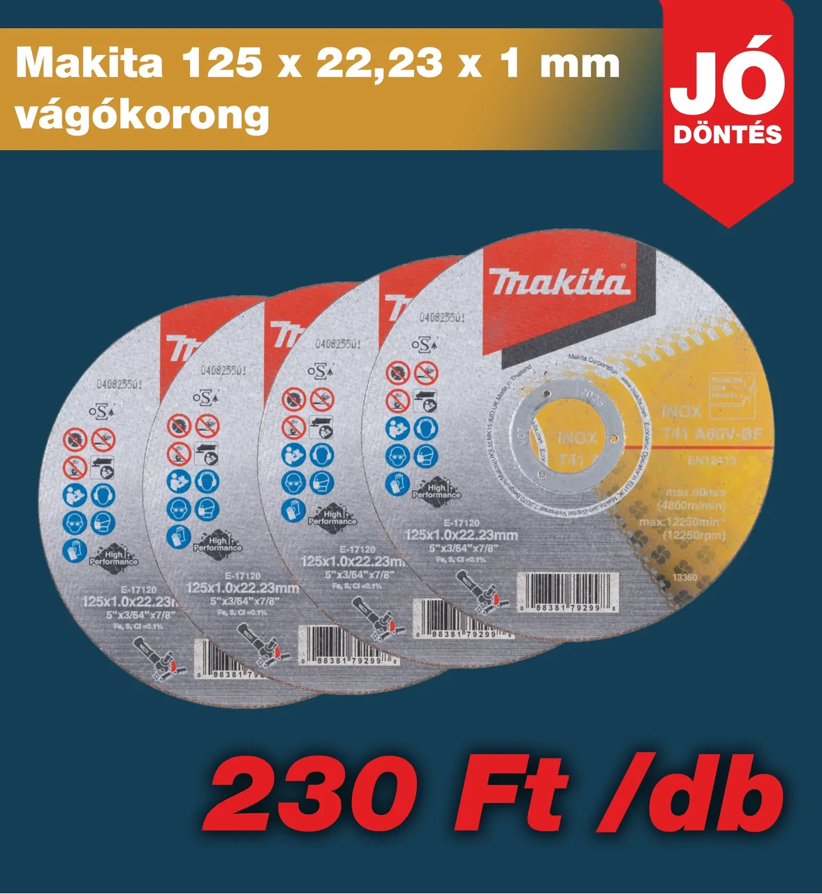 Makita 125 x 22,23 x 1 mm vágókorong 102039530 PC
