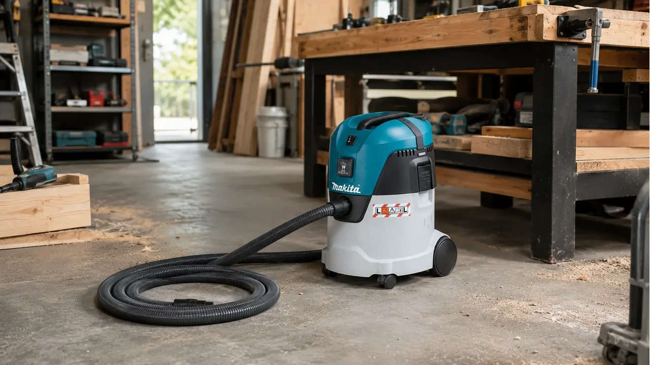 Makita VC2512L ipari porszívó műhelyben
