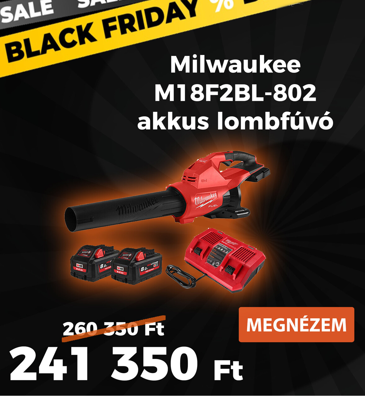 Milwaukee M18F2BL-802 akkus lombfúvó