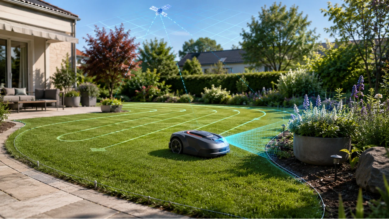 Robotfűnyíró GPS-es navigációval a kertben