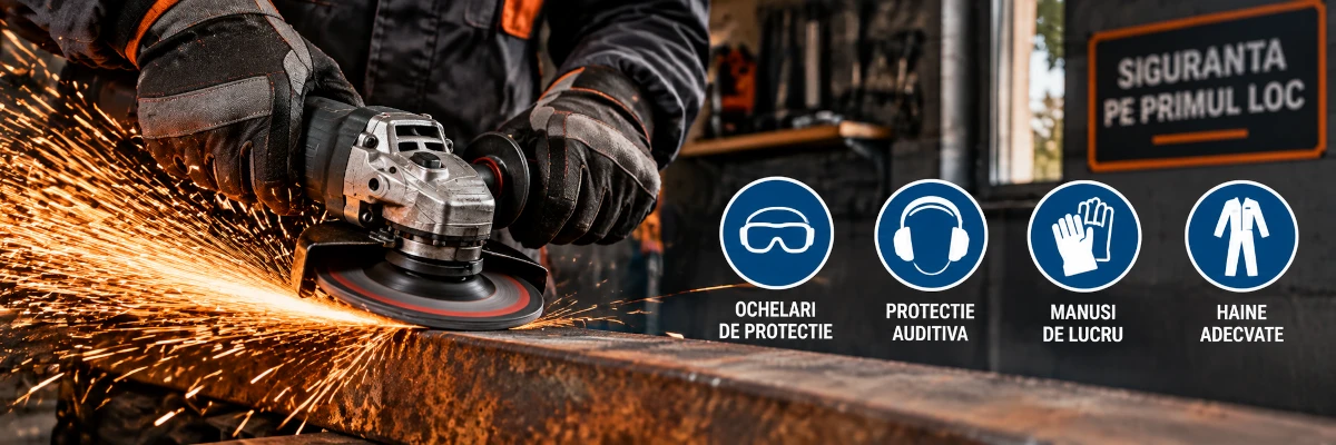 Slefuire metal in siguranta cu echipament de protectie
