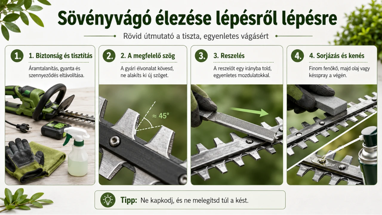 Sövényvágó élezési útmutató lépésről lépésre