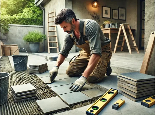 férfi teraszt burkol