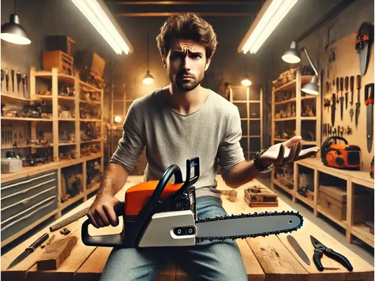 férfi láncfűrésszel