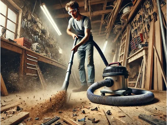 porszívózás a műhelyben