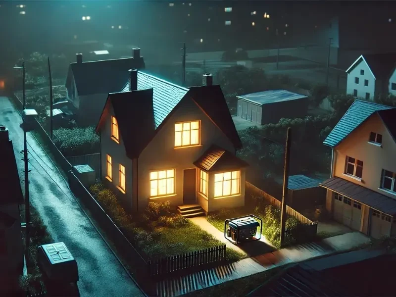 áramszünet idején egy családi ház aggregátorral való áramellátása