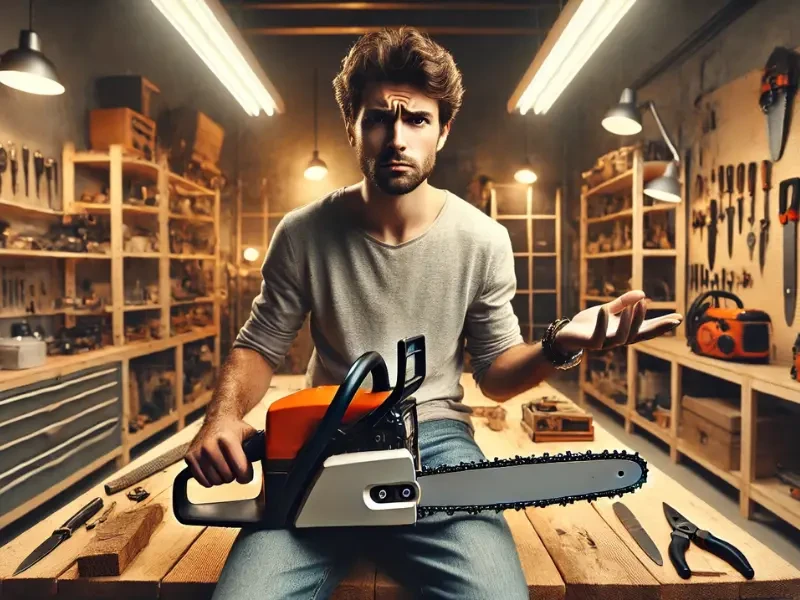 férfi láncfűrésszel férfi láncfűrésszel