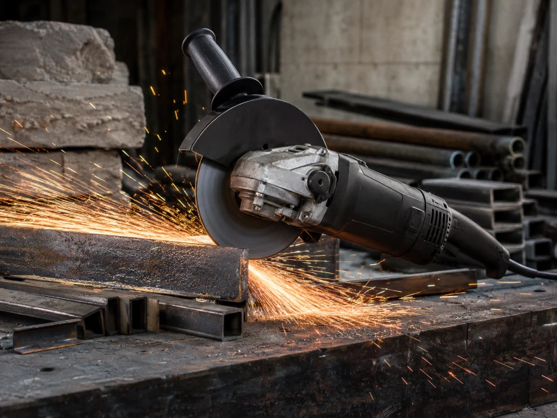 Flex mare folosit pentru taierea metalului in atelier industrial