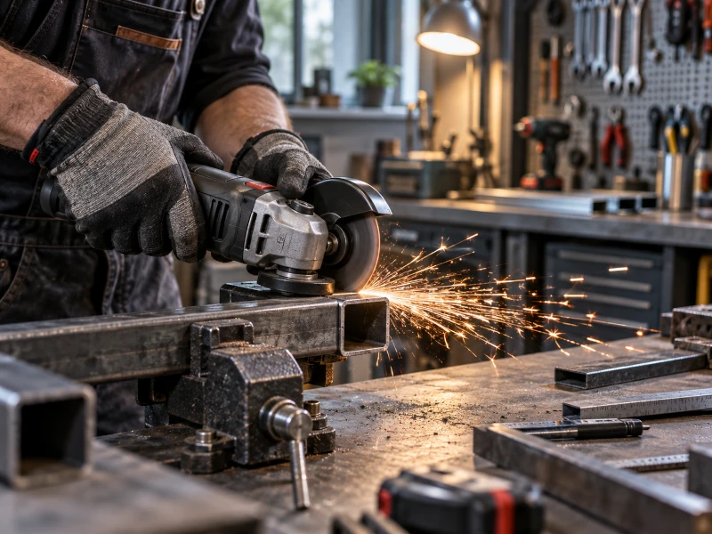 Flex mic utilizat pentru taierea precisa a unui profil metalic in atelier. Flex mic utilizat pentru taierea precisa a unui profil metalic in atelier.