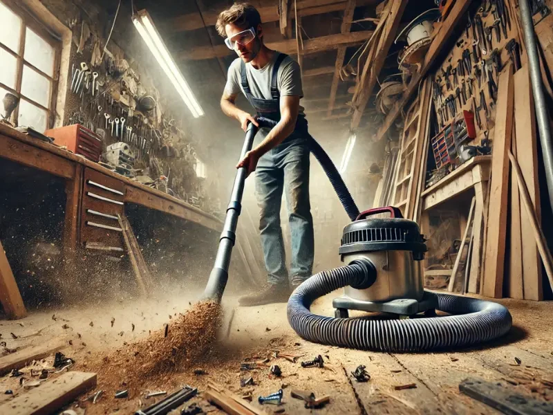 porszívózás a műhelyben