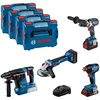 Bosch GSR+ GDX+ GWS+ GBH gépcsomag + 1x 4.0Ah (PC) + 2x 5.5 Ah (PC) + GAL 1880CV + L-Boxx