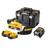 DeWalt DCW220P2-QW akkus szalagcsiszoló 18 V | 75 x 533 mm | Szénkefementes | 2 x 5 Ah akku + töltő | TSTAK kofferben