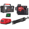 Milwaukee M12 3PL-401C vonallézer + 1,2 m-es mérőműszer állvány + 4939698536 szerszámosláda