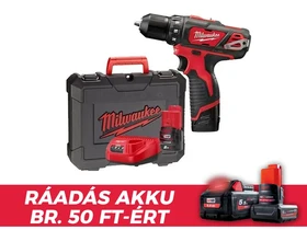 Milwaukee M12 BDD-202C akkus fúrócsavarozó tokmányos 12 V | 30 Nm | Szénkefés | 2 x 2 Ah akku + töltő | Kofferben