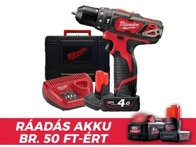 Milwaukee M12 BPD-402C akkus ütvefúró-csavarozó 12 V | 30 Nm | 0 - 10 mm | Szénkefés | 2 x 4 Ah akku + töltő | Kofferben
