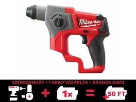 Milwaukee M12 CH-0 akkus fúrókalapács 12 V | 1,1 J | Betonban 13 mm | 1,7 kg | Szénkefementes | Akku és töltő nélkül | Kartondobozban