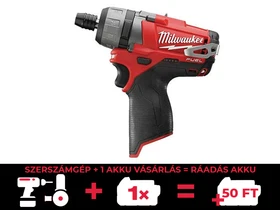 Milwaukee M12 CD-0 akkus fúrócsavarozó bitbefogással 12 V | 37 Nm | Szénkefementes | Akku és töltõ nélkül | Kartondobozban