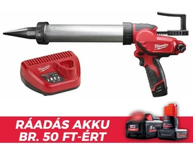 Milwaukee M12 PCG/400A-201B akkus kittkinyomó pisztoly 12 V | 400 ml | 1780 | Szénkefés | 1 x 2 Ah akku + töltő | Kartondobozban
