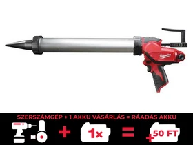 Milwaukee M12 PCG/600A-0 akkus kittkinyomó pisztoly 12 V | 600 ml | 1780 | Szénkefés | Akku és töltő nélkül | Kartondobozban