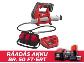 Milwaukee M12 GG-401B akkus zsírzópisztoly 12 V | 400 ml | 562 bar | Szénkefés | 1 x 4 Ah akku + töltő | Kartondobozban