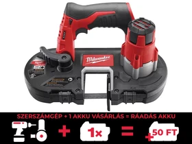 Milwaukee M12 BS-0 akkus kézi szalagfűrész 12 V | Fűrészszalag 686 mm x 13 mm x 0,5 mm | Szénkefés | Akku és töltő nélkül | Kartondobozban
