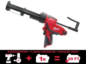 Milwaukee M12 PCG/310 C-0 akkus kittkinyomó pisztoly 12 V | 310 ml | 1780 | Szénkefés | Akku és töltő nélkül | Kartondobozban