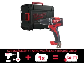 Milwaukee M18 CBLDD-0X akkus fúrócsavarozó tokmányos 18 V | 60 Nm | Szénkefementes | Akku és töltő nélkül | Heavy Duty kofferben