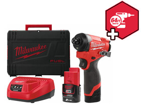 Milwaukee M12FID2-202X akkus ütvecsavarozó bitbefogással 12 V | 170 Nm | 1/4 bit | Szénkefementes | 2 x 2 Ah akku + töltõ | Heavy Duty kofferben