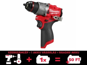 Milwaukee M12FPD2-0 akkus ütvefúró-csavarozó 12 V | 45 Nm | 1,5 - 13 mm | Szénkefementes | Akku és töltő nélkül | Kartondobozban