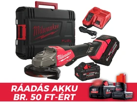 Milwaukee M18FHSAGO125VXPDB2-802X akkus sarokcsiszoló 18 V | 125 mm | 3000 - 9000 RPM | Szénkefementes | 2 x 8 Ah akku + töltõ | Heavy Duty kofferben