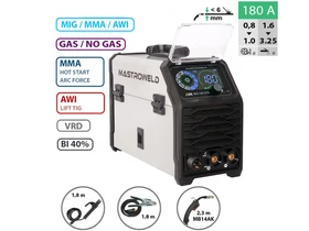 Mastroweld MASTRO MIG-180 SYN fogyóelektródás védőgázas inverteres hegesztő 35 - 160 A | 230 V