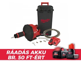 Milwaukee M18FDCPF10-201C akkus duguláselhárító 18 V | 32 - 75 mm | 10,6 m | Szénkefementes | 1 x 2 Ah akku + töltő | Kofferben