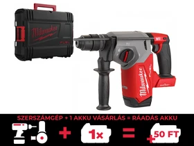 Milwaukee M18FH-0X akkus fúró-vésőkalapács 18 V | 2,5 J | Betonban 26 mm | 3,2 kg | Szénkefementes | Akku és töltő nélkül | Heavy Duty kofferben
