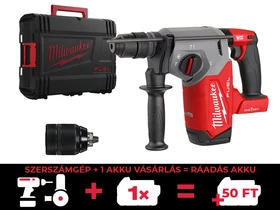 Milwaukee M18ONEFHX-0X akkus fúró-vésőkalapács 18 V | 2,5 J | Betonban 26 mm | 3,4 kg | Szénkefementes | Akku és töltő nélkül | Heavy Duty kofferben