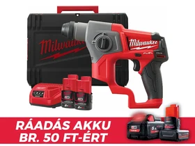 Milwaukee M12CH-202X akkus fúrókalapács 12 V | 1,1 J | Betonban 13 mm | 1,7 kg | Szénkefementes | 2 x 2 Ah akku + töltő | Heavy Duty kofferben