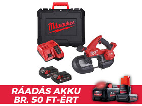 Milwaukee M18FBS85-202C akkus kézi szalagfűrész 18 V | Fűrészszalag 899 mm x 13 mm x 0,5 mm | Szénkefementes | 2 x 2 Ah akku + töltő | Kofferben