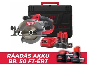 Milwaukee M12CCS44-402C akkus körfűrész 12 V | Körfűrészlap 140 mm x 20 mm | Vágás max. 44 mm | Szénkefementes | 2 x 4 Ah akku + töltő | Kofferben