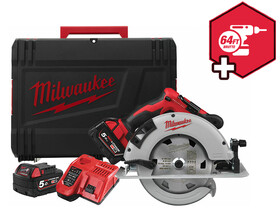 Milwaukee M18BLCS66-502X akkus körfűrész 18 V | Körfűrészlap 190 mm x 30 mm | Vágás max. 66 mm | Szénkefementes | 2 x 5 Ah akku + töltő | Heavy Duty kofferben