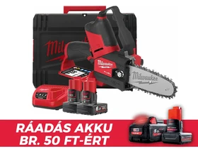 Milwaukee M12FHS-602X akkus láncfűrész 12 V | 150 mm | Szénkefementes | 2 x 6 Ah akku + töltő | Heavy Duty kofferben