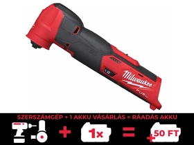 Milwaukee M12FMT-0 akkus multifunkciós gép rezgő 12 V | 10000 - 20000   1/min | 1,8 ° | Szénkefementes | Akku és töltő nélkül | Kartondobozban