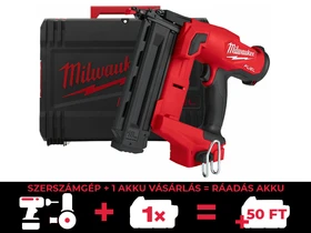 Milwaukee M18FN18GS-0X akkus finiselő szegező 18 V | 16 - 54 mm | Átmérő 1,2 mm | 0 ° | Szénkefementes | Akku és töltő nélkül | Heavy Duty kofferben