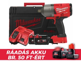 Milwaukee M18ONEFHIWP12-502X akkus ütvecsavarozó 18 V | 190 Nm/400 Nm/1017 Nm | 1/2 inch | Szénkefementes | 2 x 5 Ah akku + töltõ | Heavy Duty kofferben